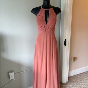 Elegant Dusty Rose Halter Maxi Dress